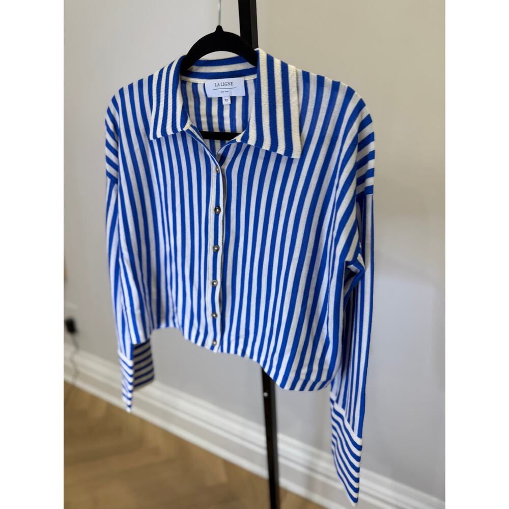 La Ligne - Womens Blue Stripe collared sweater - XS - Picture 2 of 7